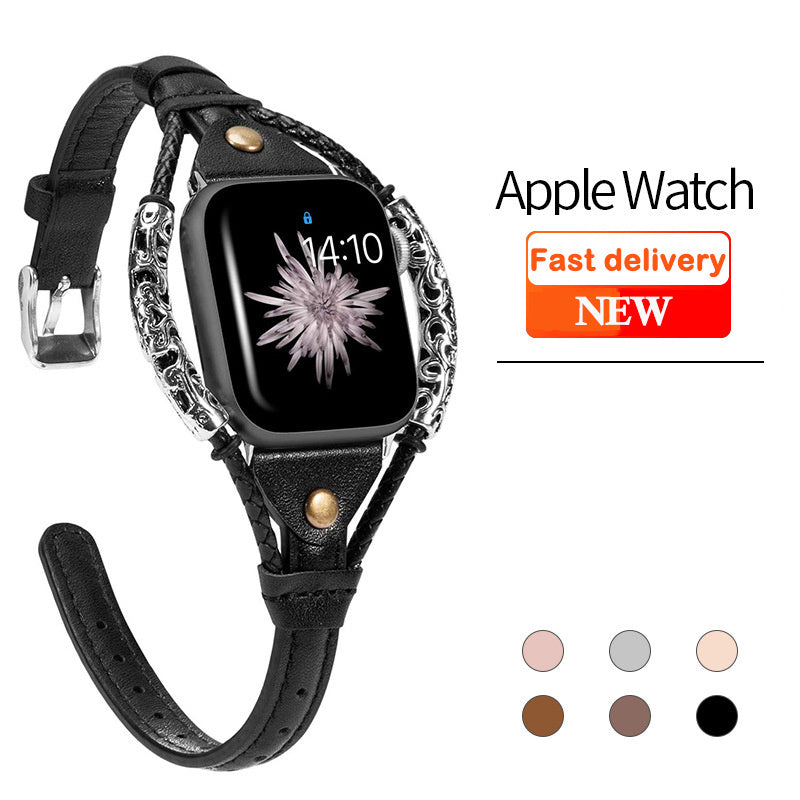 Handmade vintage metal bracelet fashion leather strap