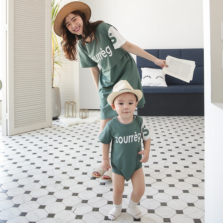 Plus Size Maternity Dress Outing Cotton Parent-child Wear