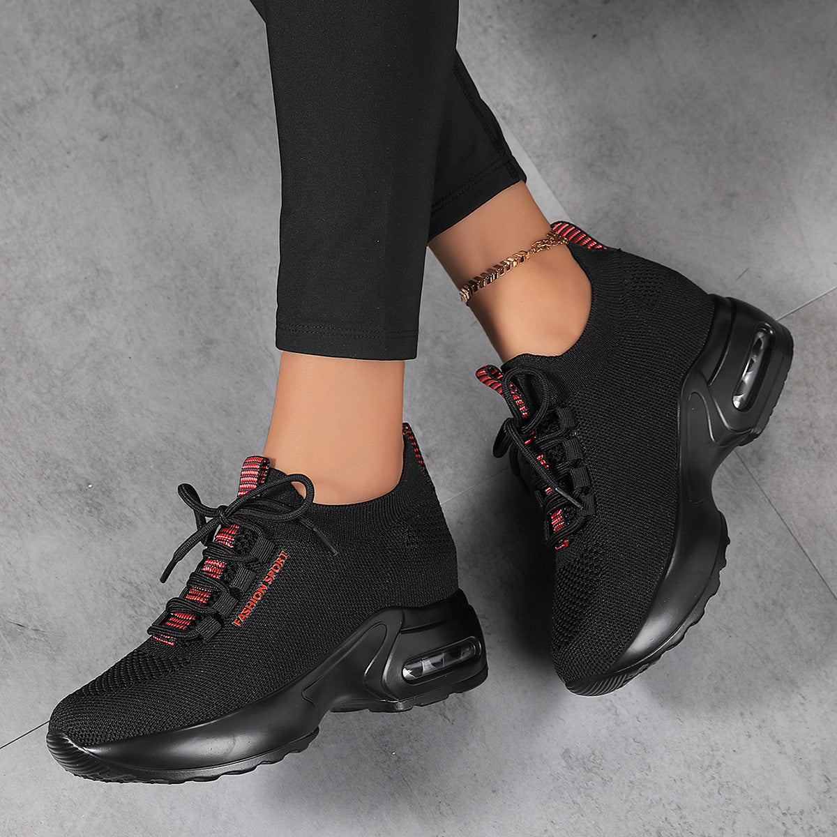 Fly-knit Sneakers Summer Height Increasing Insole Women's Mesh Casual Shoes