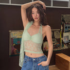 Lace Lightweight Breathable Hot Girl Backless Halter Vest Top