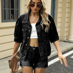 Fashionable Slimming Loose Short Sleeve Denim Coat