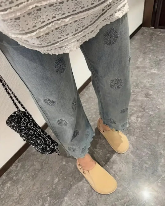 Ladies' High Waisted Straight Leg Loose Jeans