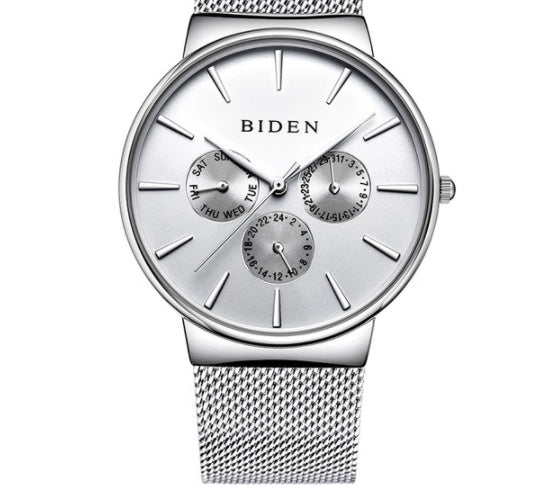 Men's Calendar Ultra-thin Mesh Strap Watch