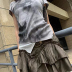 Stitching Fake Two-piece Personality Portrait Printing Short Sleeve