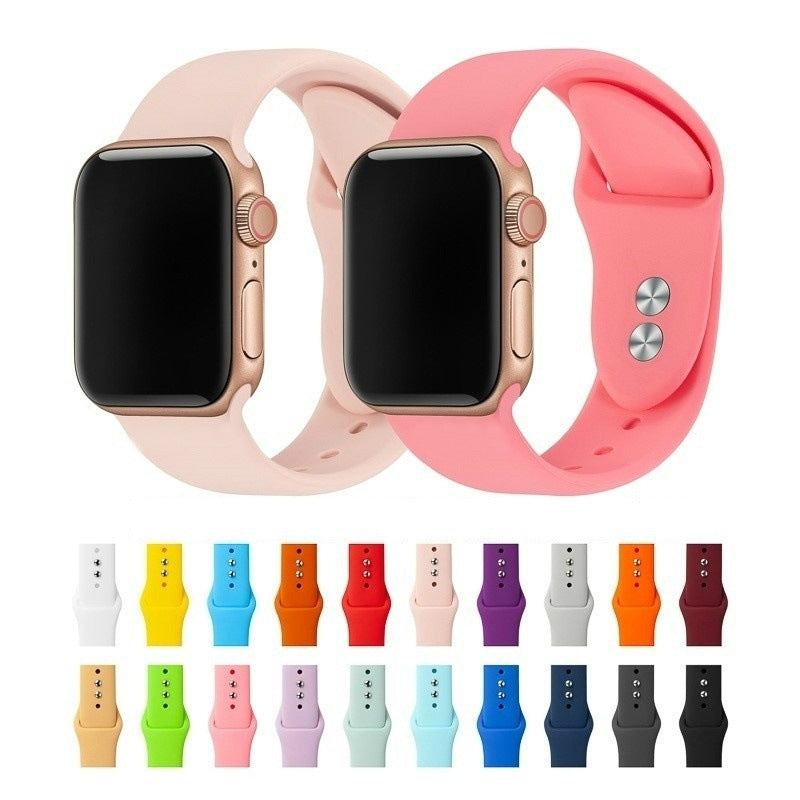 Smart Watch Strap Solid Color Silicone Double Nail