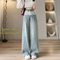 Loose Slimming And Straight Lace Wide Leg Jeans
