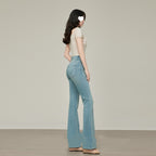 Skinny Jeans Women's High Waist Spring Summer  Small Flared Pants Light Color