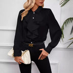 Design Ruffled Laminated Decoration Shirt