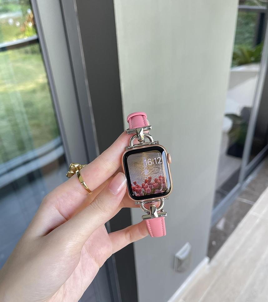 Watch Strap Advanced Genuine Leather D-shaped Metal Butterfly Clasp Women's