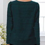 Women's Clothes Hot-selling Solid Color Pleated Long-sleeved Shirt